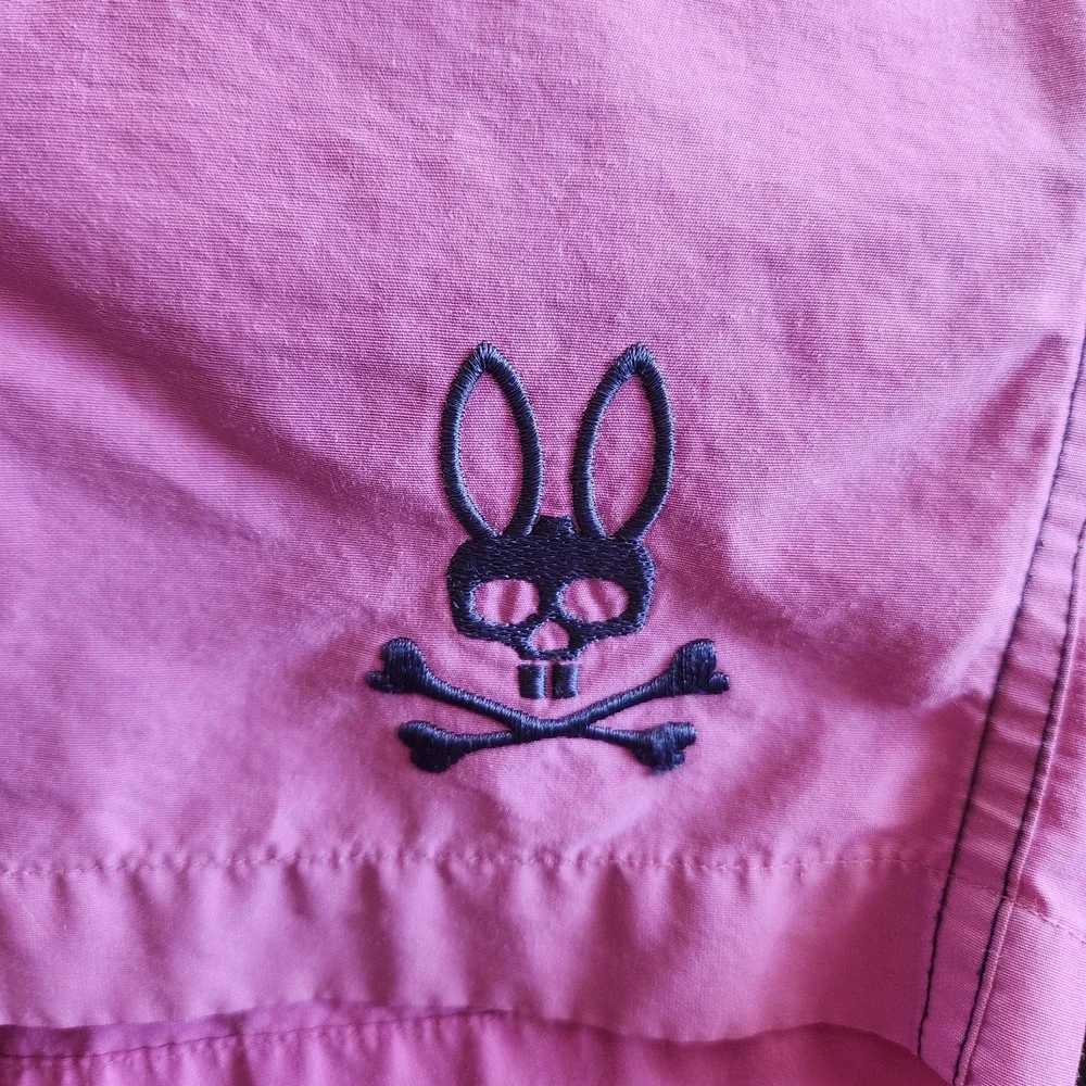 Psycho Bunny Swim Trunks Men's‎ Small UNLINED Logo Purple Drawstring Pockets
